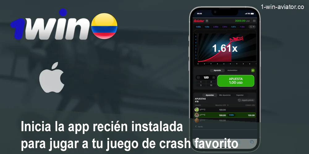 Abra la aplicación 1Win para iOS instalada